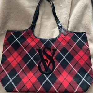 NEW Victoria's Secret VS Plaid Red & Black Limited Edition Tote Bag